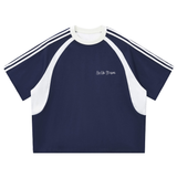 By His Stripes - Contrast Stripes Panel Mesh T-shirt