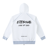 ETERNAL LOVE OF GOD - Striped Trim Zip-Up Hoodie