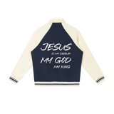 JESUS is My. . .Contrast Raglan Sleeve Baseball Jacket