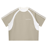 By His Stripes - Contrast Stripes Panel Mesh T-shirt