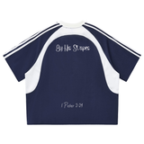 By His Stripes - Contrast Stripes Panel Mesh T-shirt