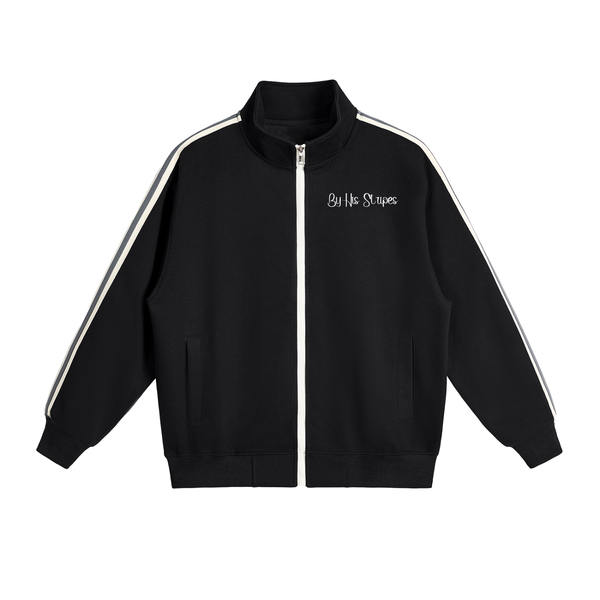 By His Stripes - Contrast Side-Stripe Stand Collar  Jacket