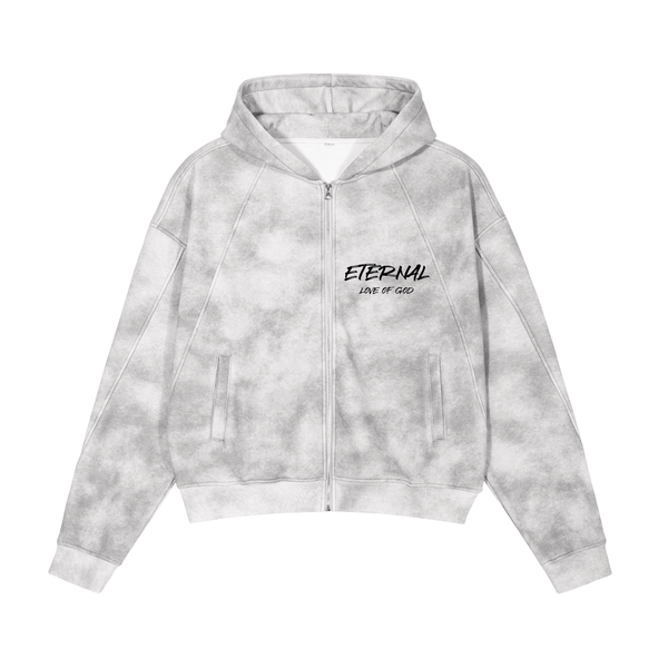 ETERNAL LOVE OF GOD - Dirty Washed Zip-Up Fleece Hoodie