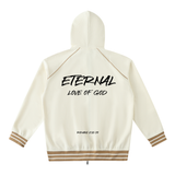 ETERNAL LOVE OF GOD - Striped Trim Zip-Up Hoodie