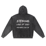 ETERNAL LOVE OF GOD - Snow Wash Oversized Zip-Up Hoodie