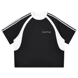 By His Stripes - Contrast Stripes Panel Mesh T-shirt