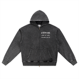 ETERNAL LOVE OF GOD - Snow Wash Oversized Zip-Up Hoodie