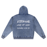 ETERNAL LOVE OF GOD - Snow Wash Oversized Zip-Up Hoodie