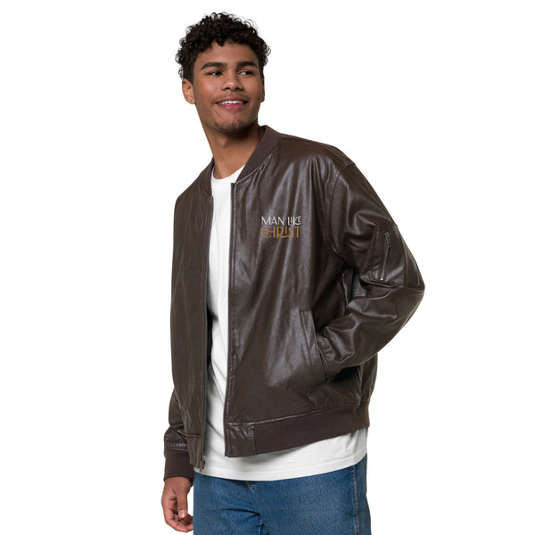 MAN LIKE CHRIST - Leather Bomber Jacket