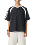 By His Stripes - Contrast Stripes Panel Mesh T-shirt