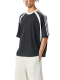 By His Stripes - Contrast Stripes Panel Mesh T-shirt