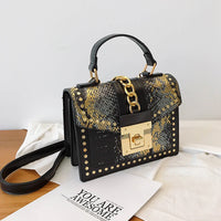 Lock Snakeskin Pu Leather Hand Bag Shoulder Crossbody Women Custom Purses