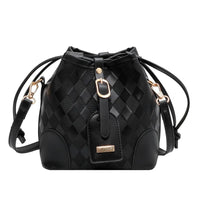 Crossbody Weaved Straw and Leather Shoulder Bag Women Bucket Hand Bags