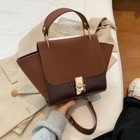 Trapeze Suede Leather Tote High Quality Matte Crocodile  Pattern hand bags