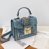 Lock Snakeskin Pu Leather Hand Bag Shoulder Crossbody Women Custom Purses