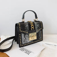 Lock Snakeskin Pu Leather Hand Bag Shoulder Crossbody Women Custom Purses