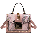 Lock Snakeskin Pu Leather Hand Bag Shoulder Crossbody Women Custom Purses
